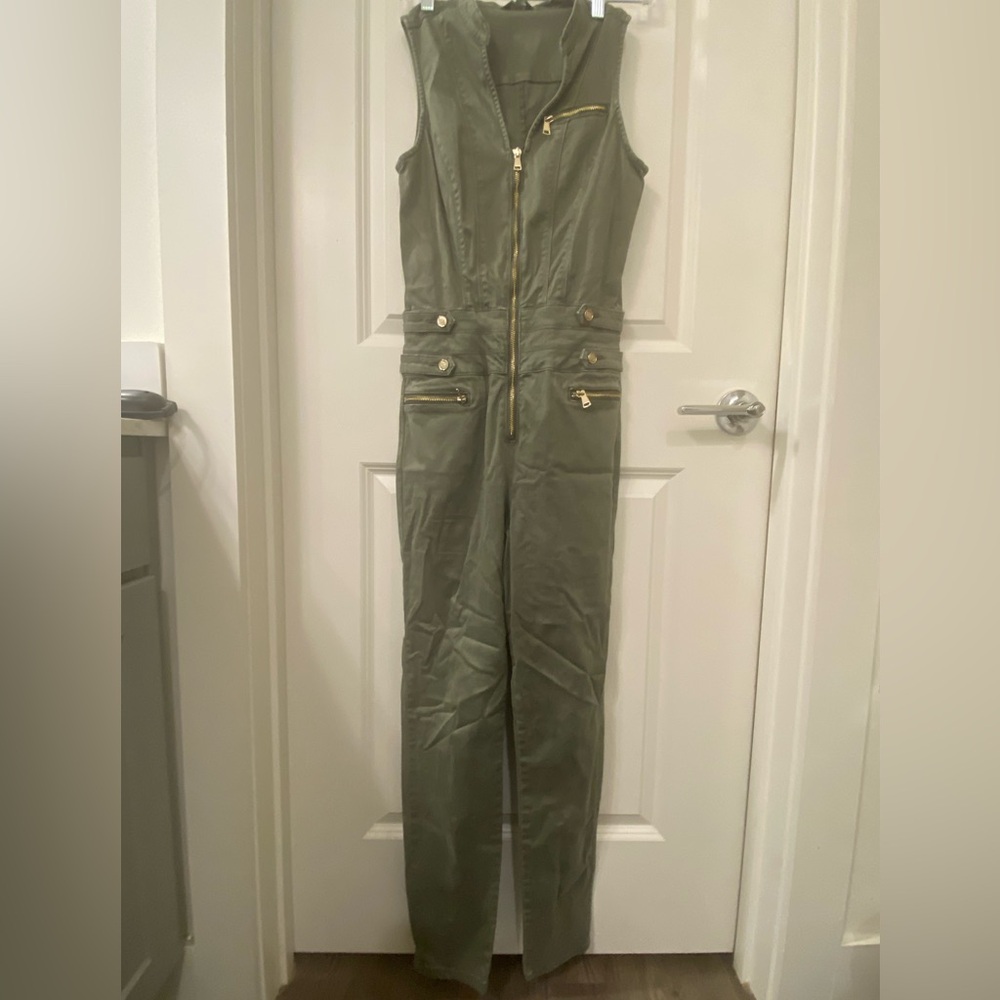 Bebe olive green jumpsuit